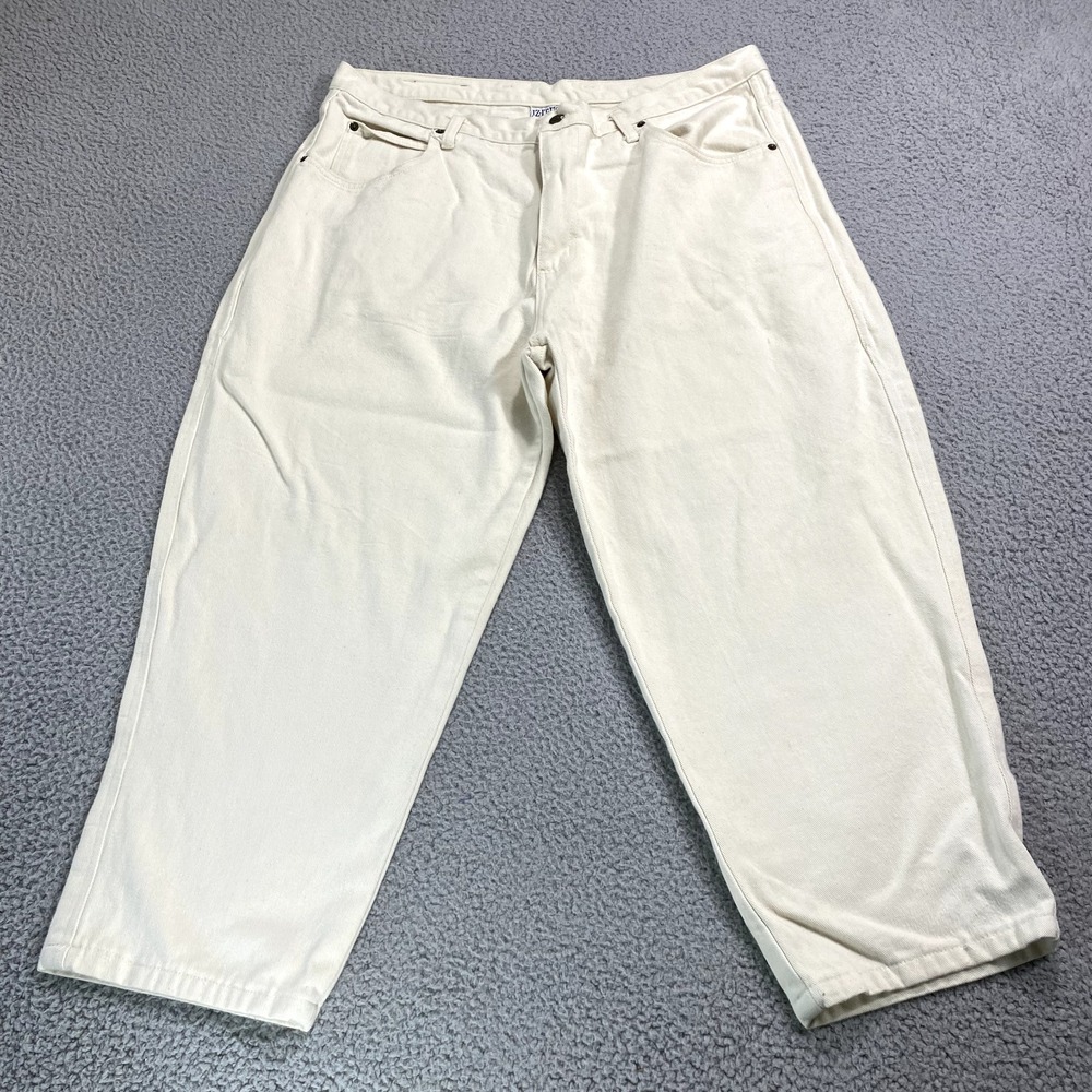 VINTAGE Iz IT U Pants Mens 40x25 Beige Denim Baggy Grunge Capri 90s‎ Made In USA